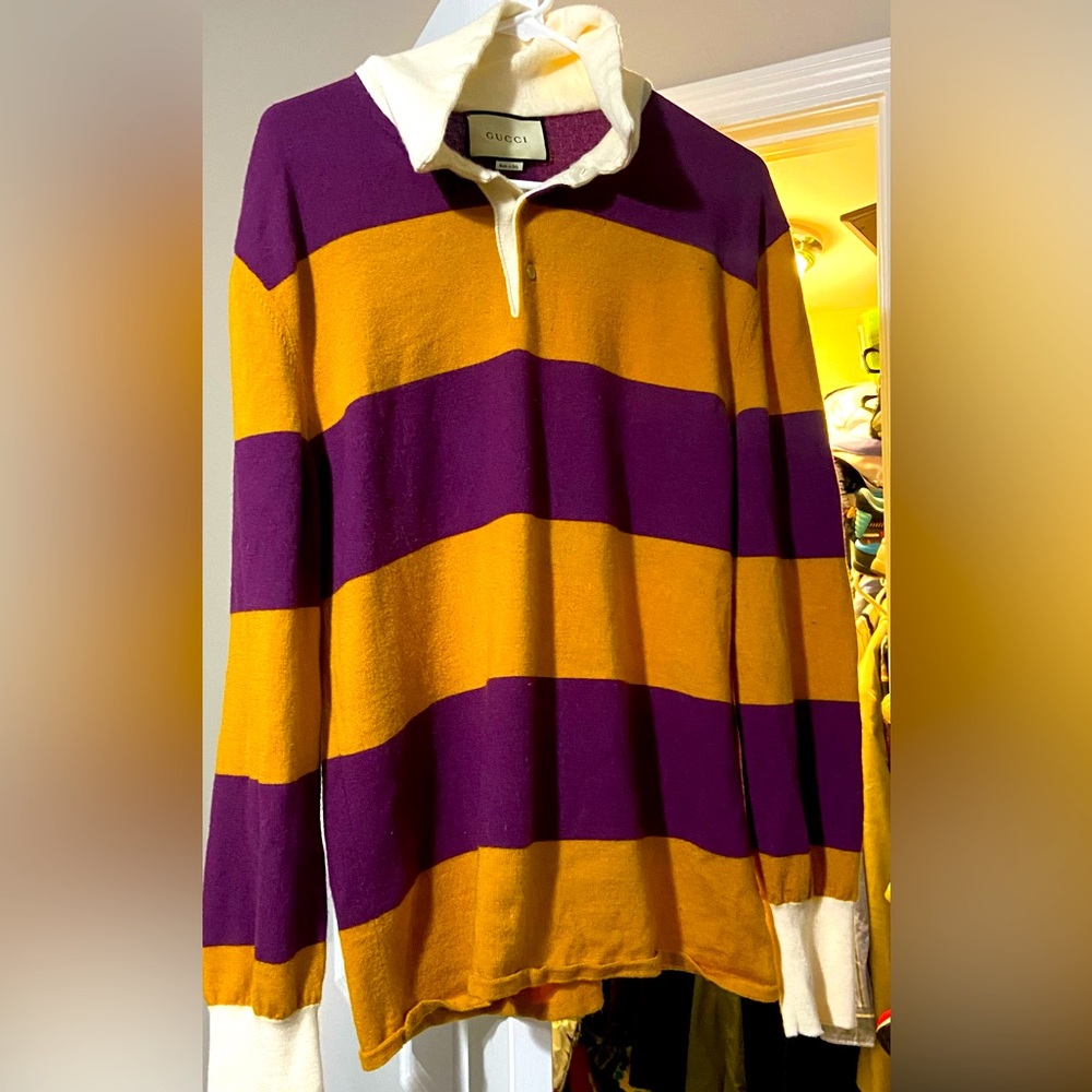 Thanatos Orange and Maroon Gucci Striped long sleeve shirt size L